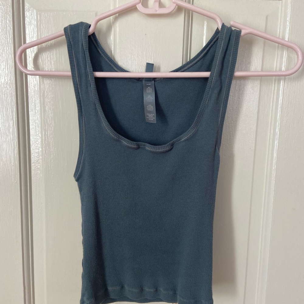 SKIMS Blue Cotton Rib Tank Top